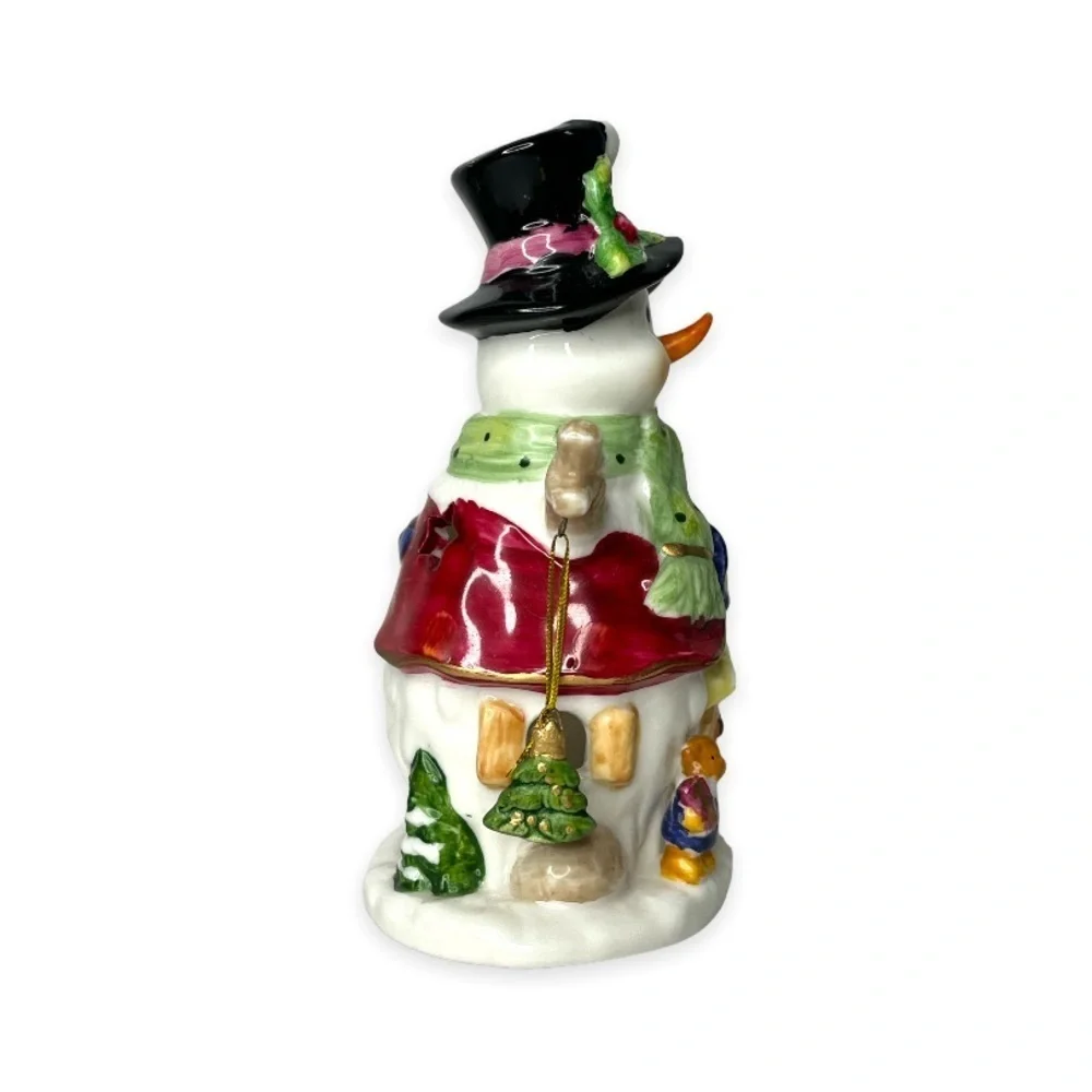 Vintage Ceramic Tealight Candle Snowman Holder 2002 Christmas Designspirations‎
